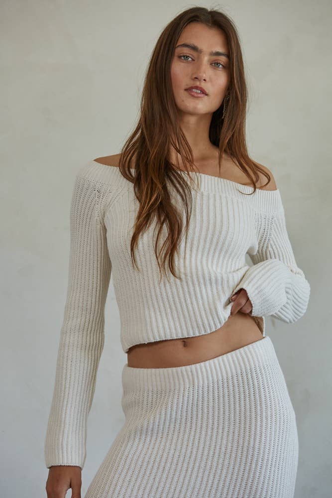 Knit Ribbed Sweater Boat Neck Crop Top – A Styled Collective