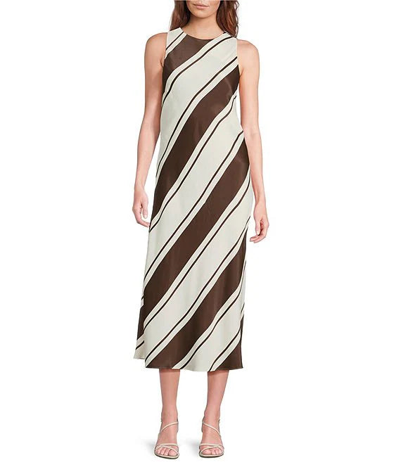 Brown/Ivory Sleeveless Dress