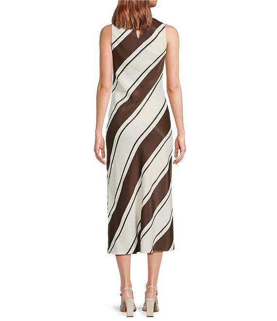 Brown/Ivory Sleeveless Dress