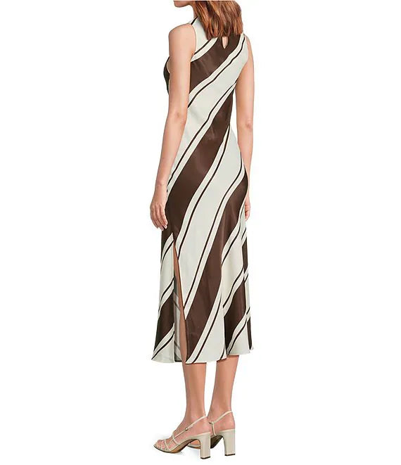 Brown/Ivory Sleeveless Dress