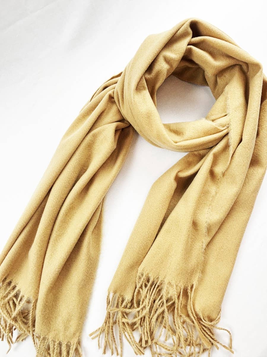Red Solid Cashmere Scarf With Tassel
