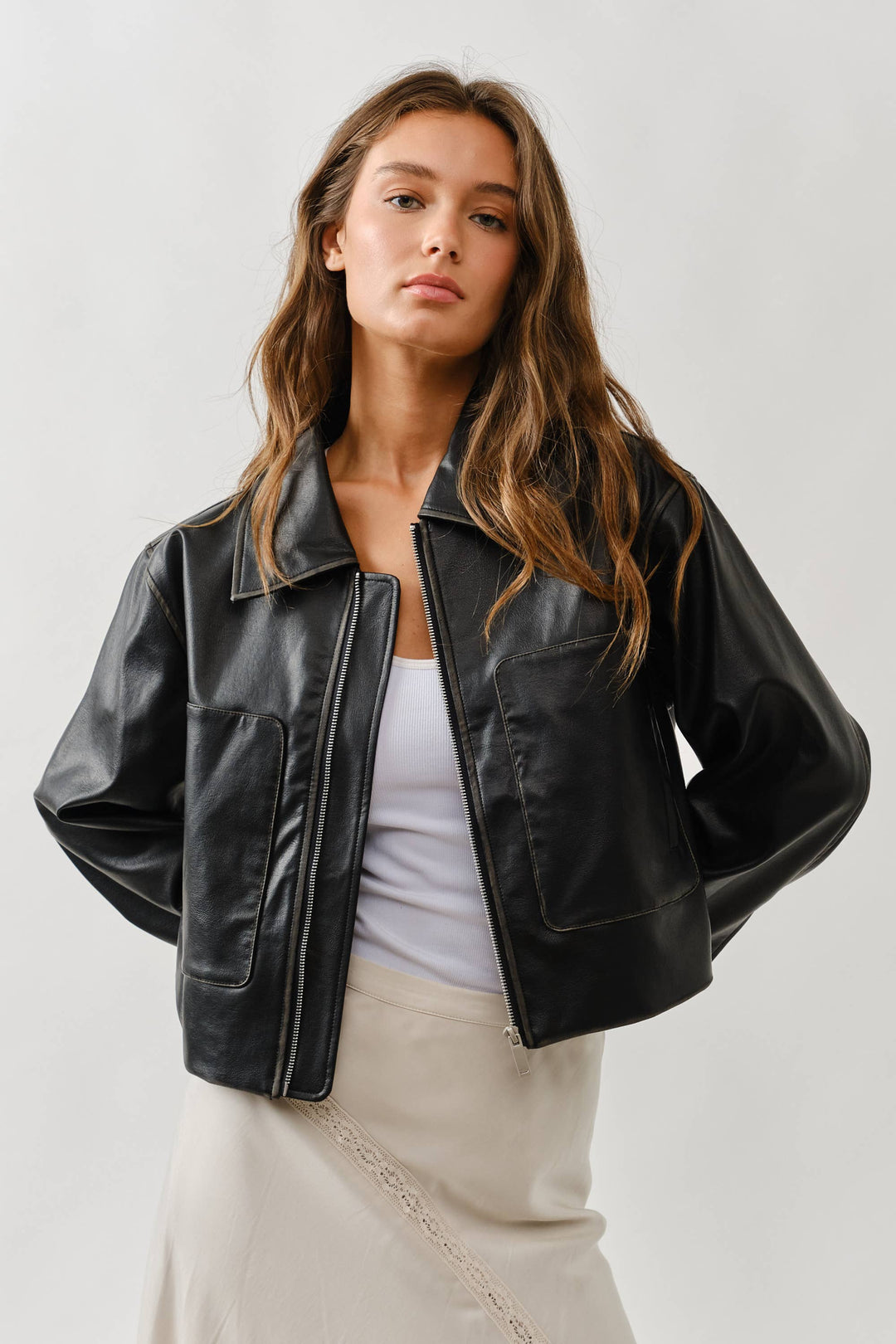 Brown Vintage Washed Leather Jacket-1 LEFT