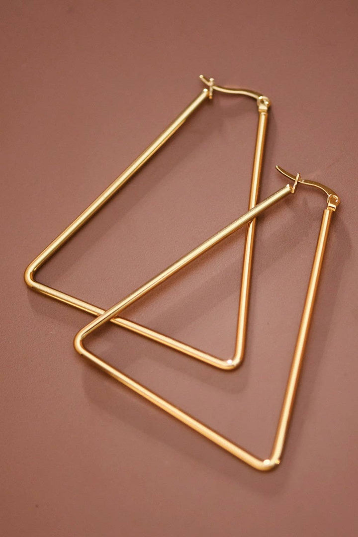 Triangle 18K Gold Plated Waterproof Stainless Steel Hoop Earrings