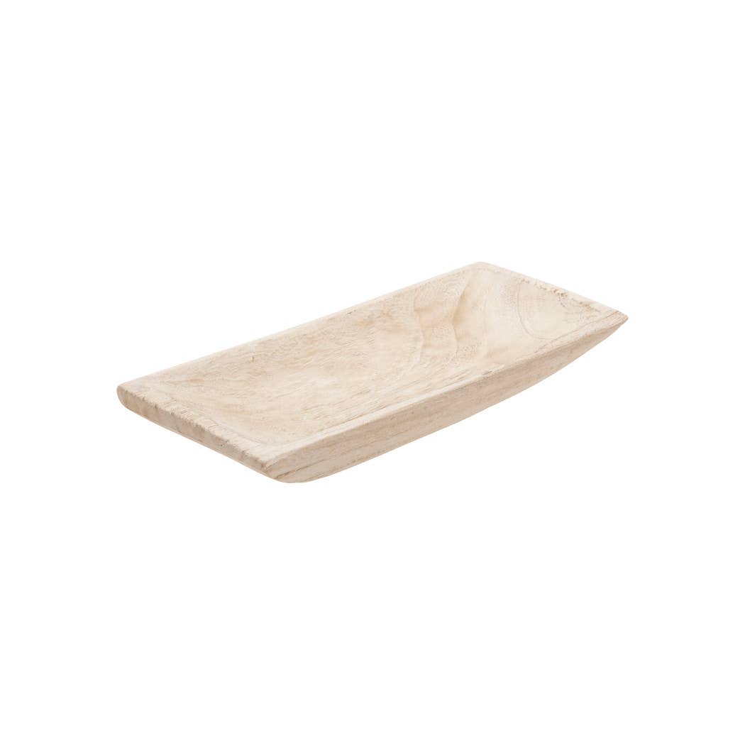 White Wooden Rectangular Coastal Trays (Set of 2)