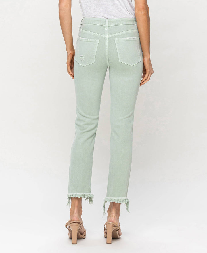 Mid Rise Crop Straight Jean  Veret