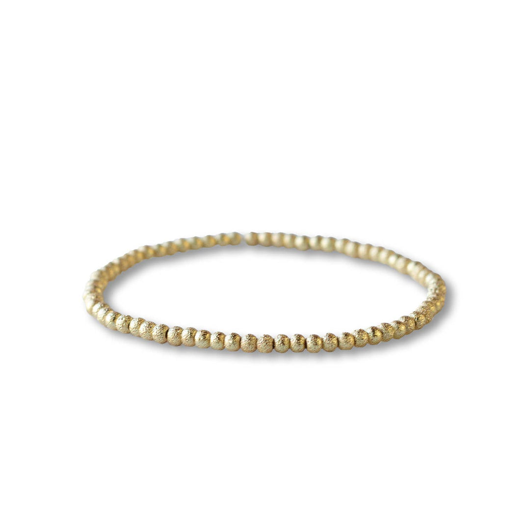 Tarnish Resistant Gold Plated 3mm Textured Beaded Bracelet