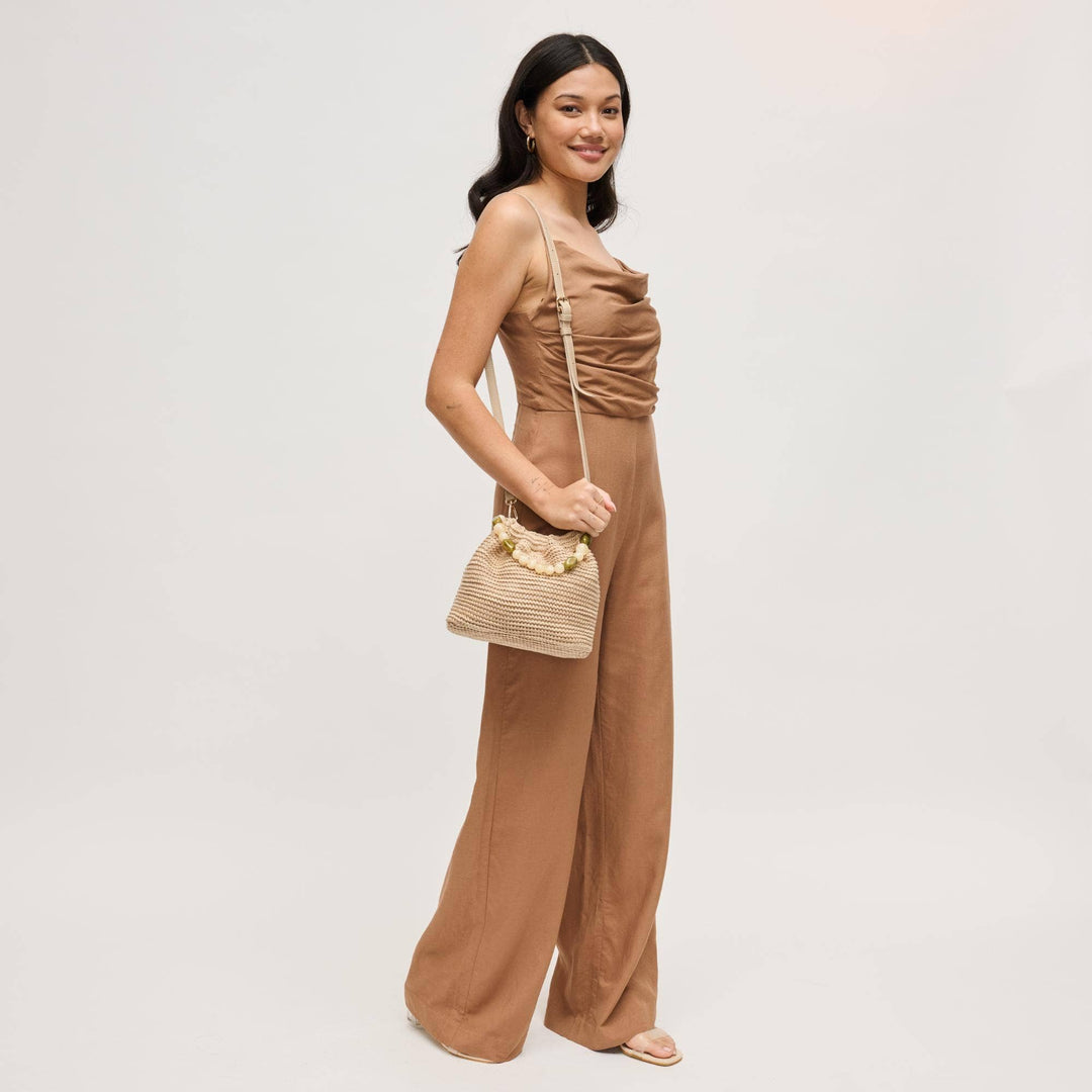 Natural Crossbody Bag Beaded Handle