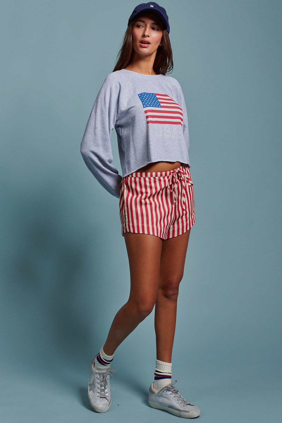 Cropped USA Flag Sweatshirt