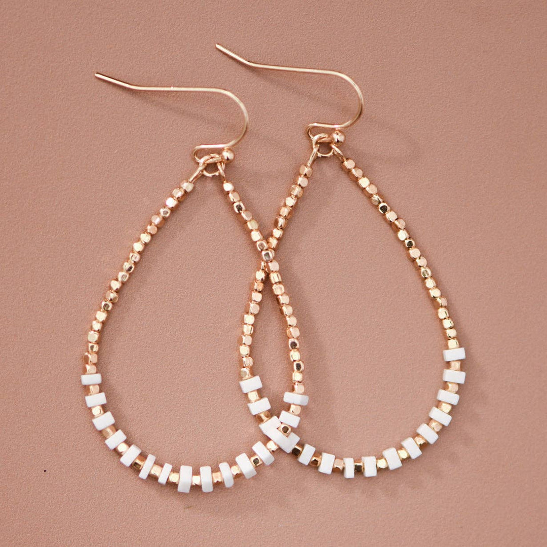 Gold Plated Brass and Natural Stone Drop Earrings