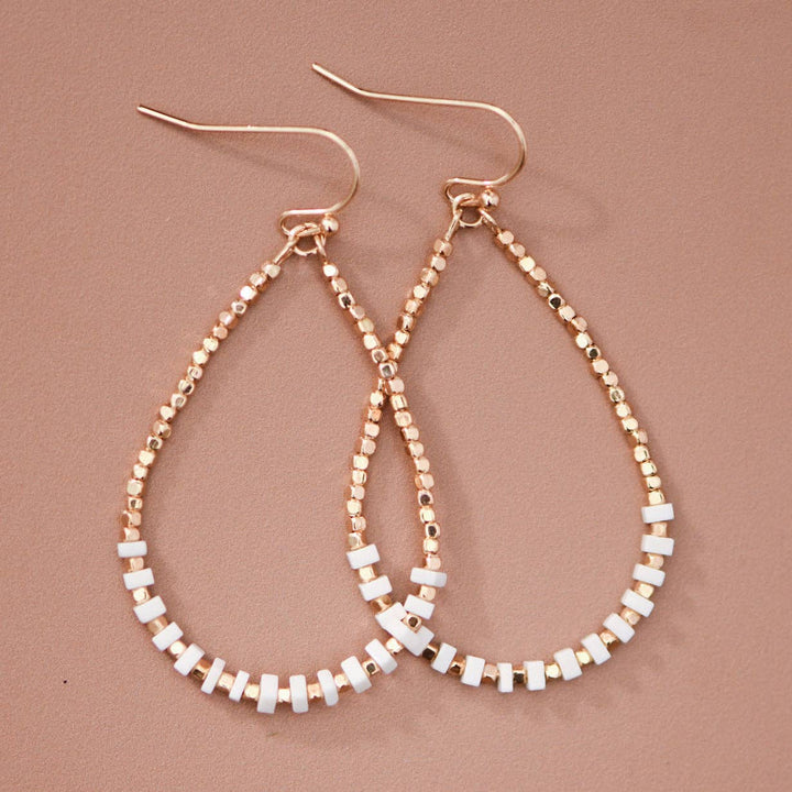 Gold Plated Brass and Natural Stone Drop Earrings