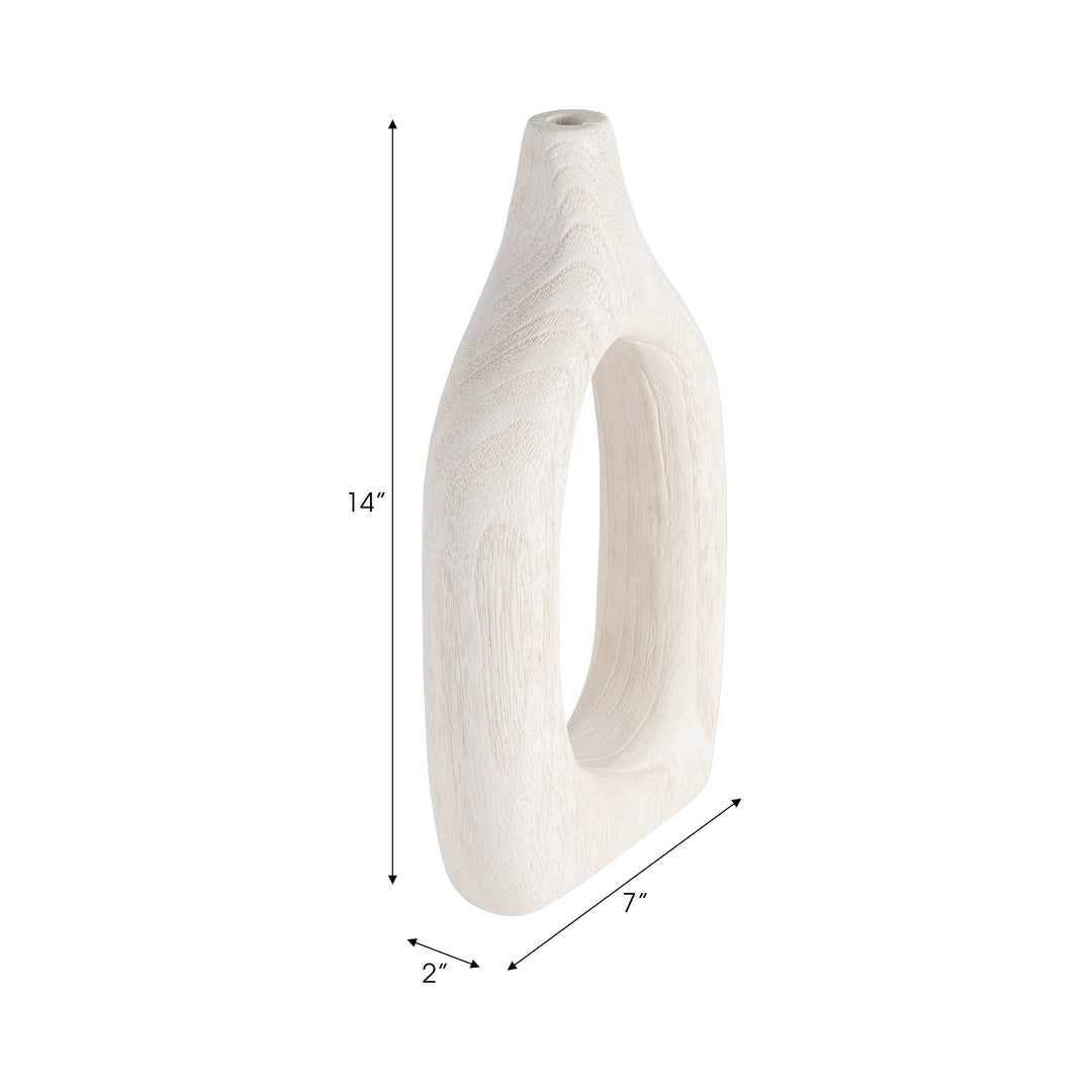 White Paulownia Wood Abstract Cut-Out Vase