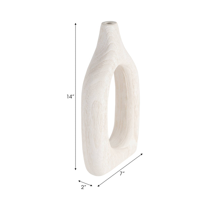 White Paulownia Wood Abstract Cut-Out Vase
