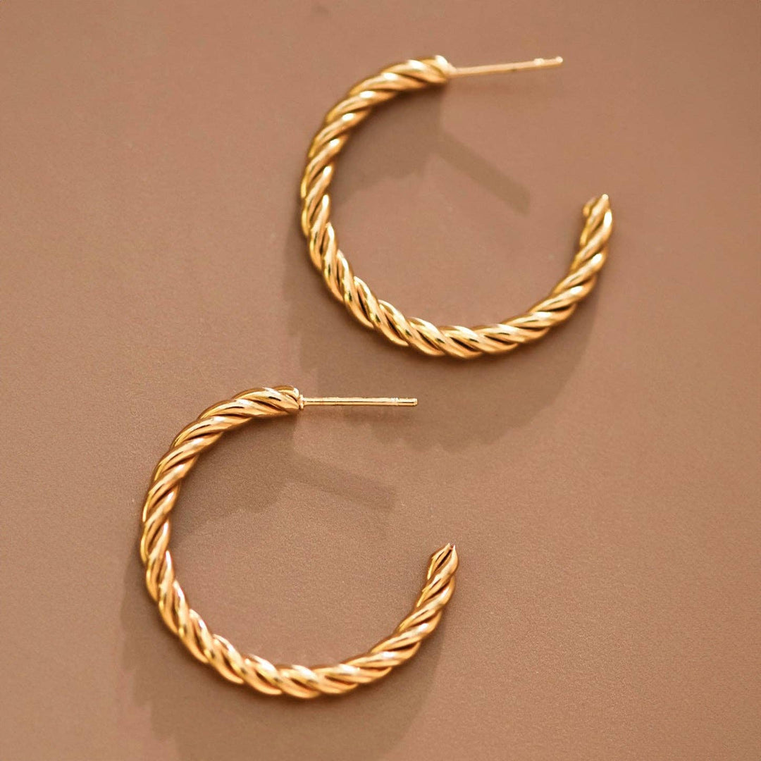 18K Gold Plated Waterproof Stainless Steel Hoop Earrings