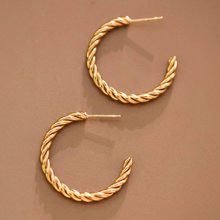 18K Gold Plated Waterproof Stainless Steel Hoop Earrings