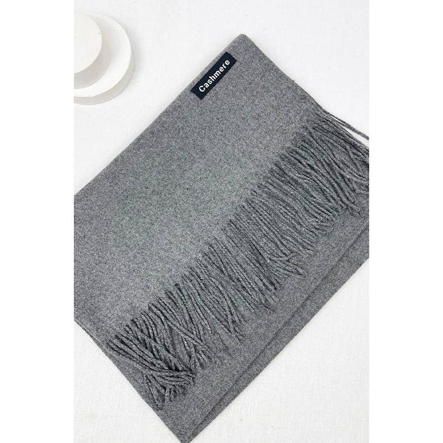 Red Solid Cashmere Scarf With Tassel