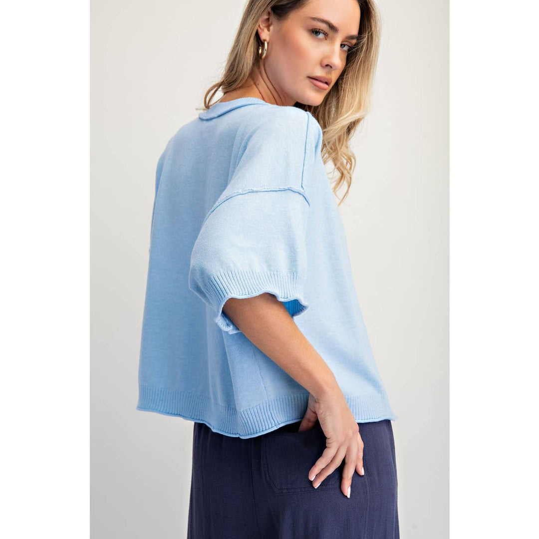Light blue Crew neck cardigan