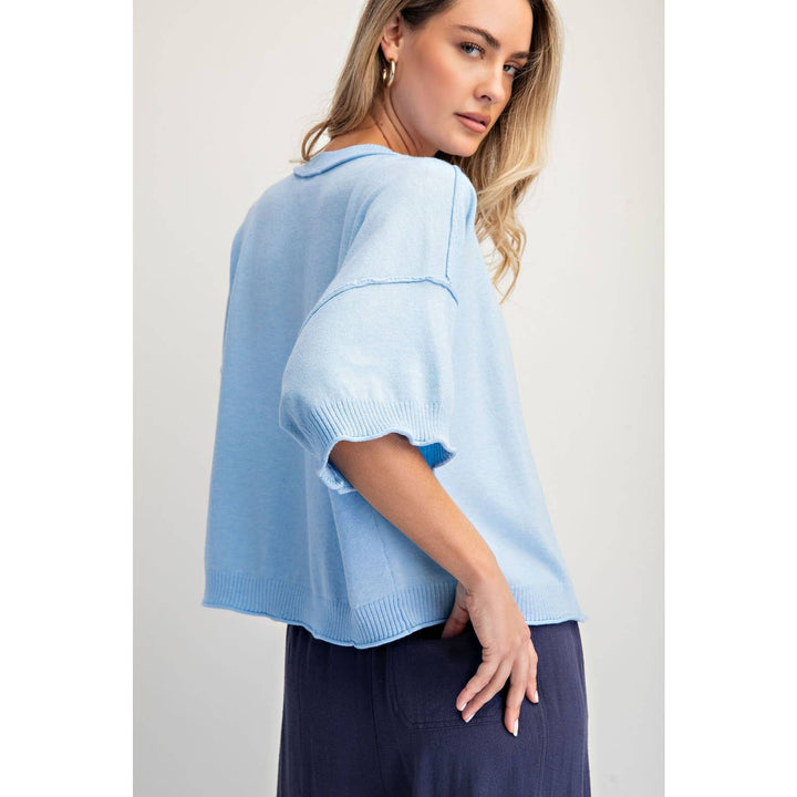 Light blue Crew neck cardigan
