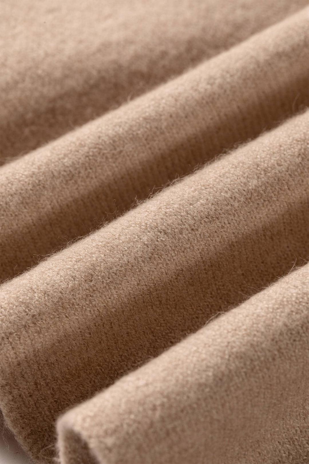 Tan  Ribbed High Neck Short Sleeve Sweater