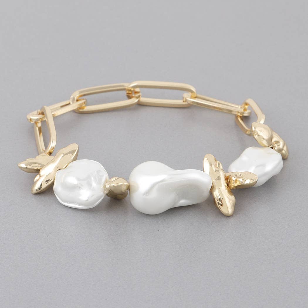 Stone Chain Bracelet White