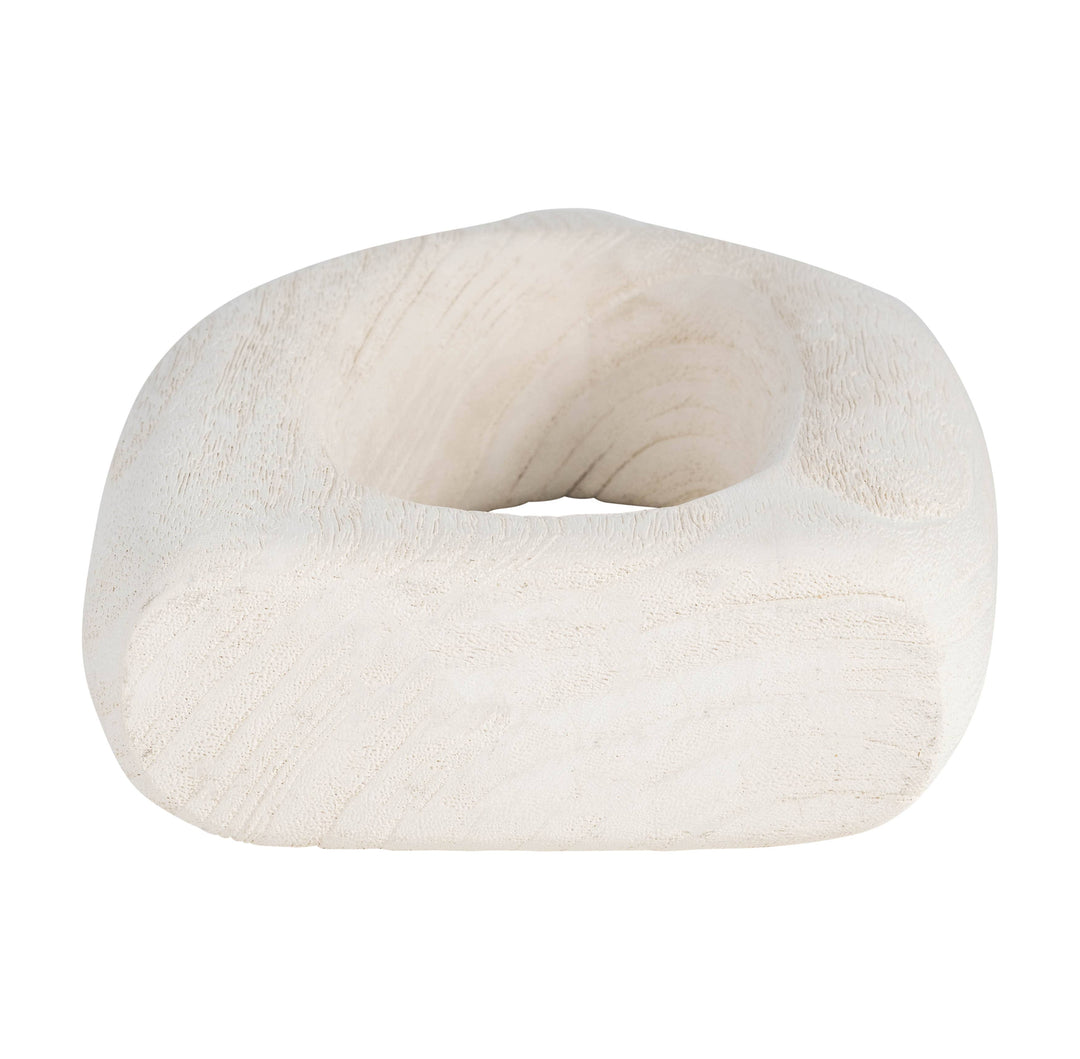 White Paulownia Wood Abstract Cut-Out Vase