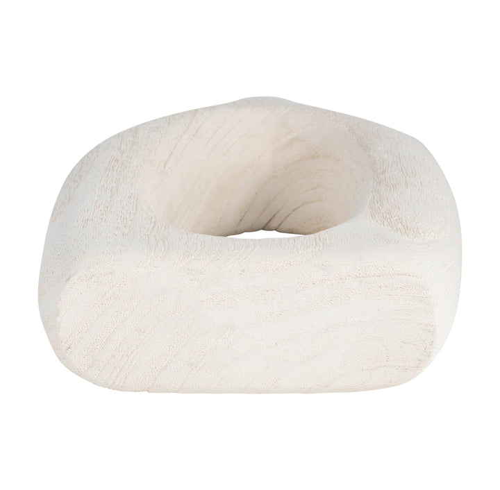 White Paulownia Wood Abstract Cut-Out Vase