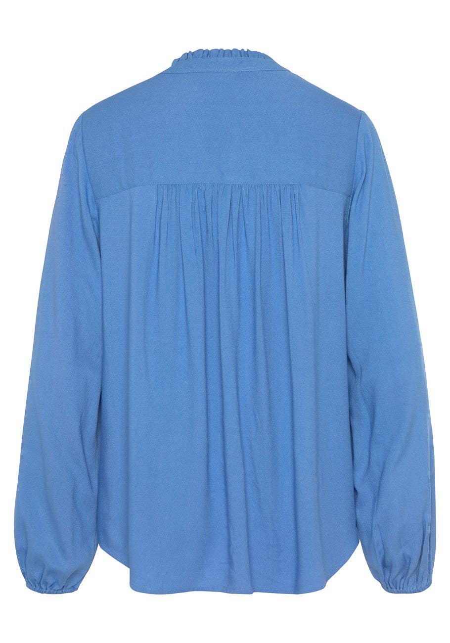 Blue Ruffle Detail Blouse
