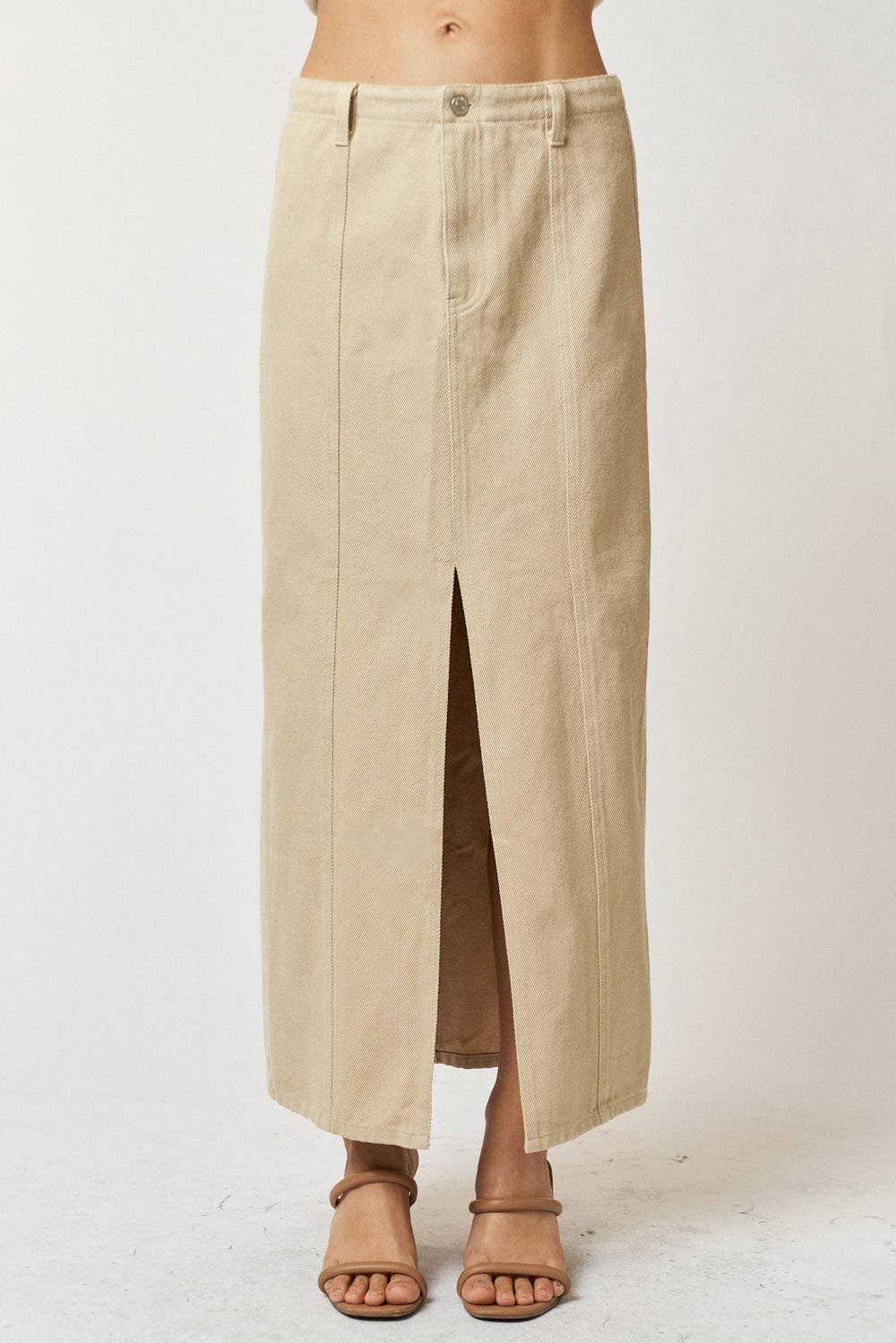 Khaki Skirt w/ Front Slit