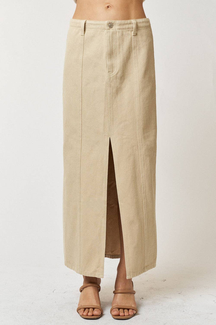 Khaki Skirt w/ Front Slit