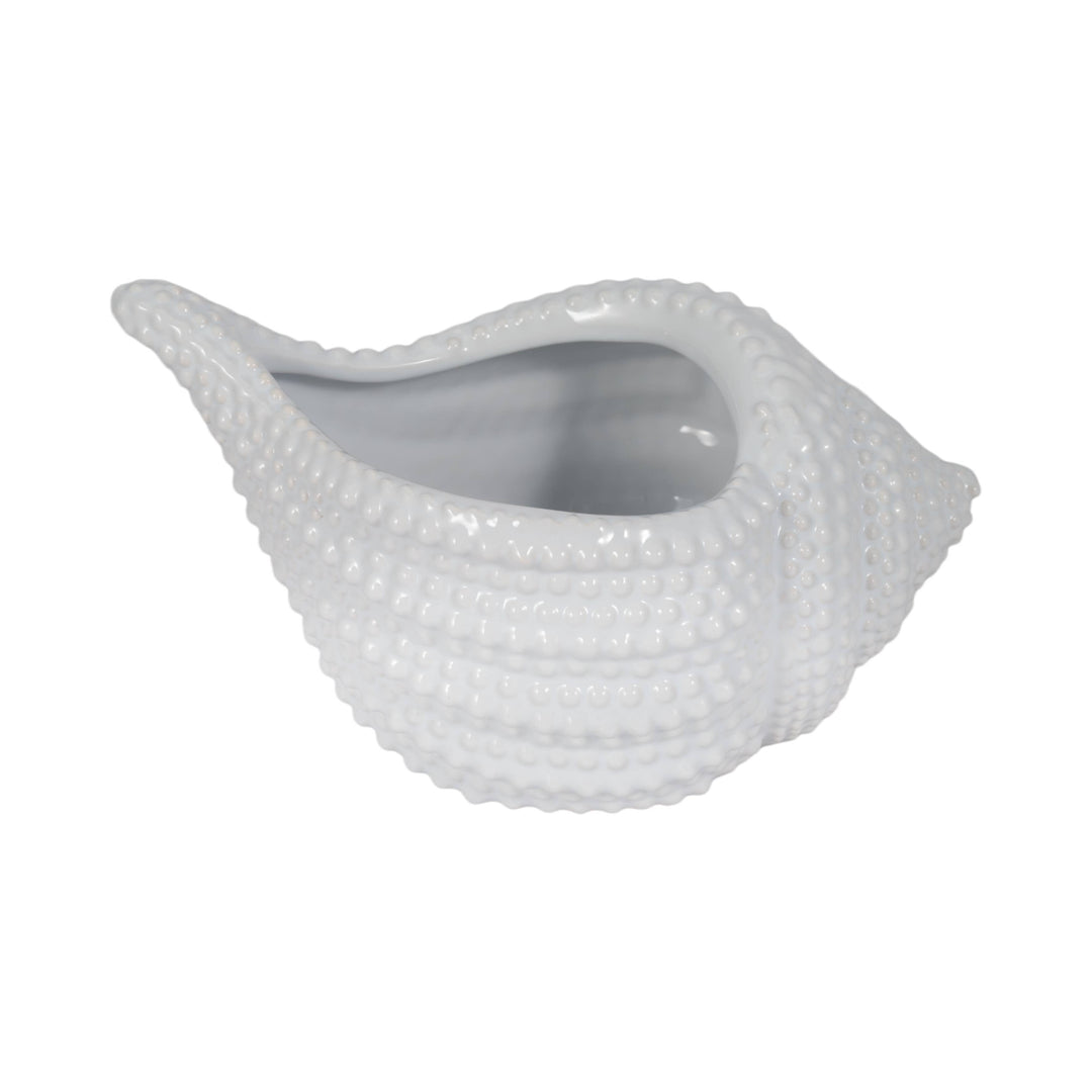 White Ceramic Coastal Seashell Planter