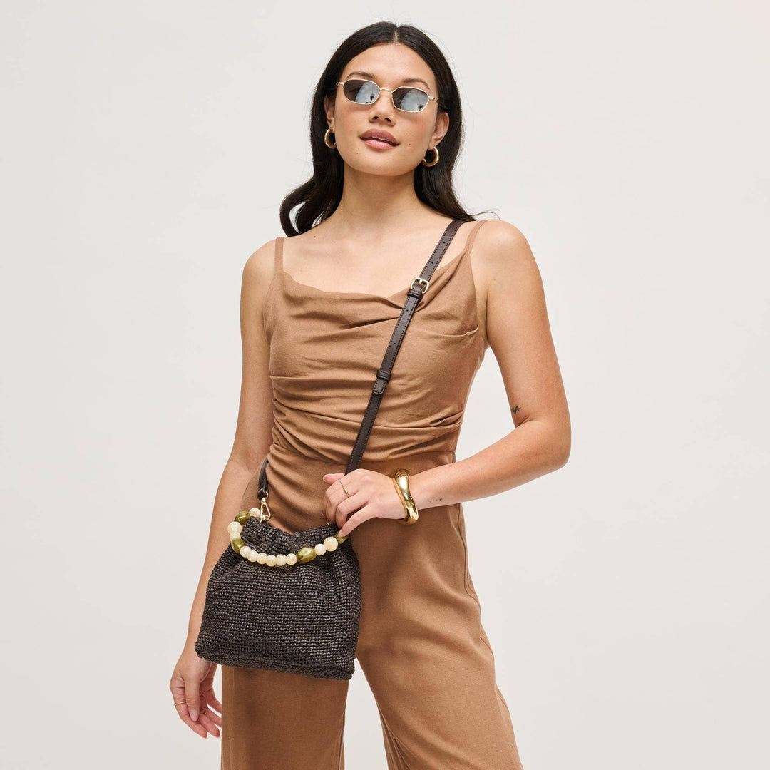 Natural Crossbody Bag Beaded Handle