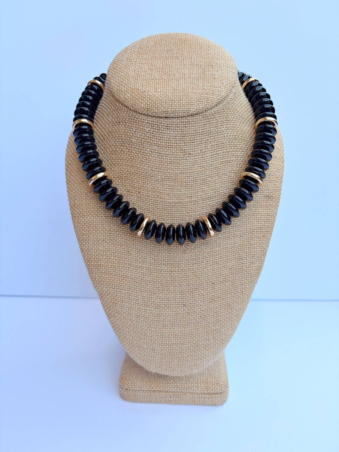 Black Rondelle Bead Necklace 