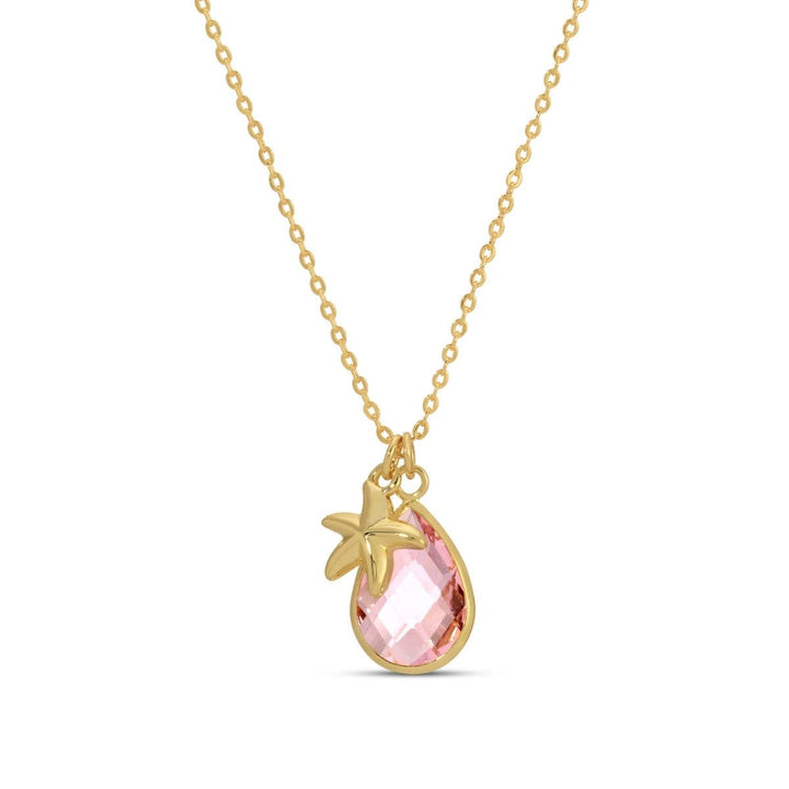 Starfish &amp; Glass Teardrop Necklace