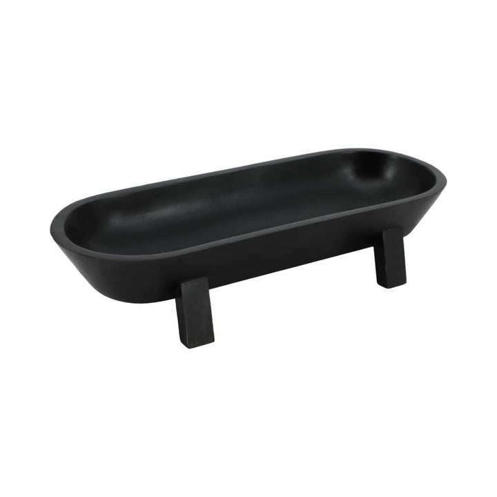 Black Wood Footed Oval Design Bowl