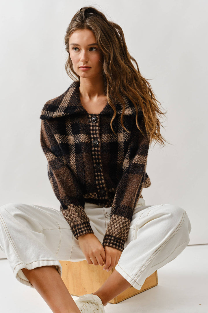 Plaid Button Up Sweater