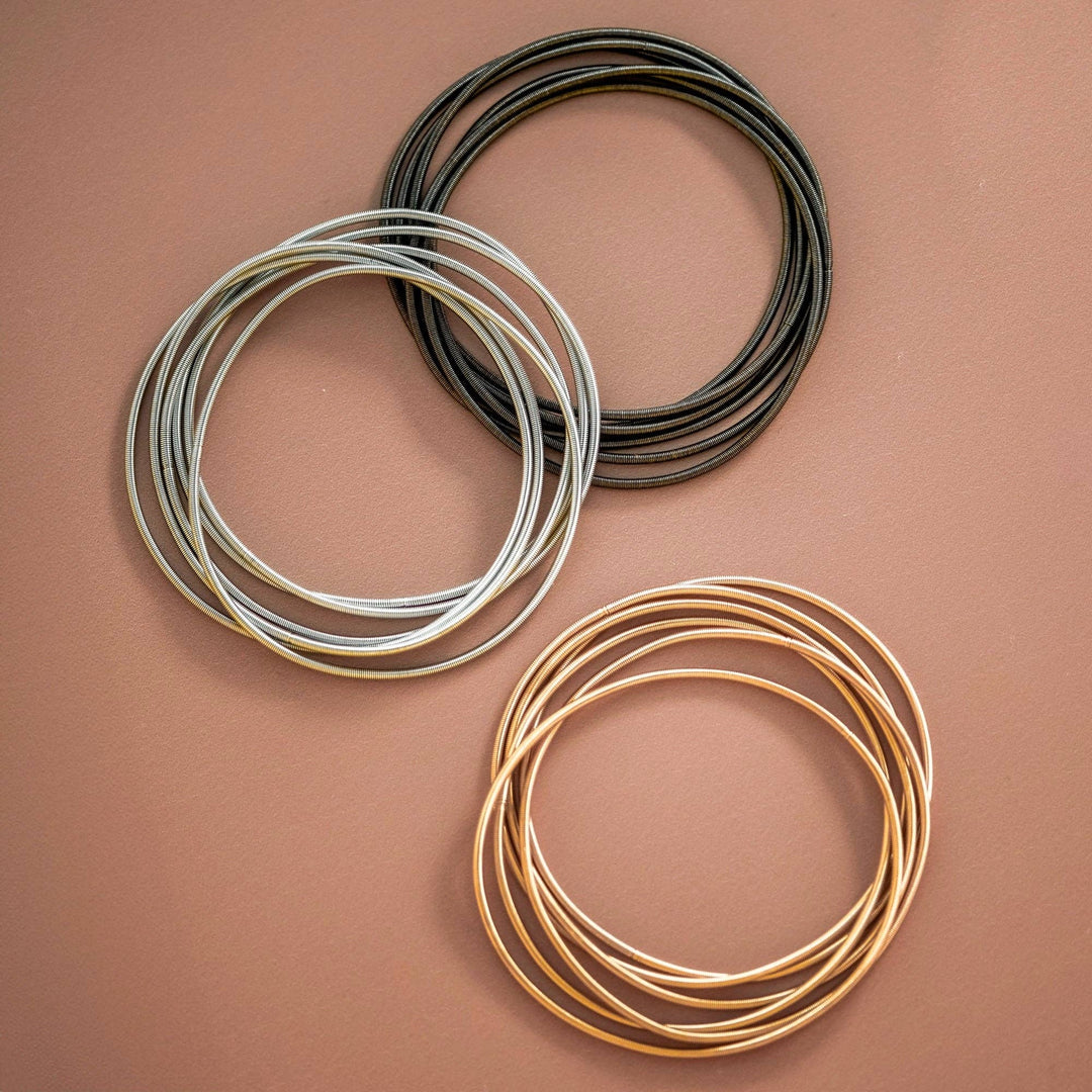 Stretchy Layered Guitar String Bracelet Set
