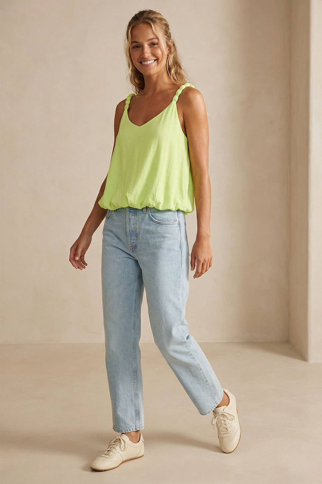 Billowy Strap Accent Tank Top