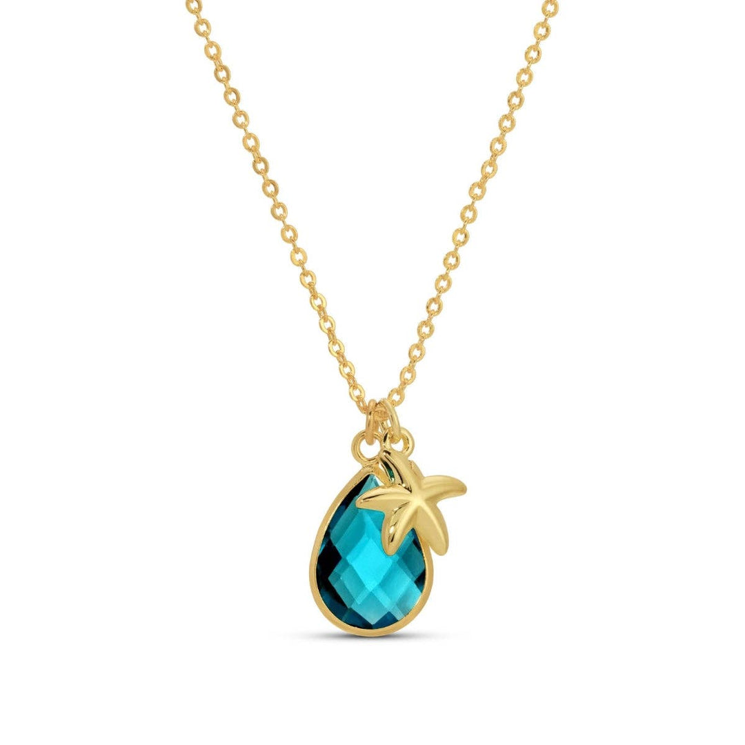 Starfish &amp; Glass Teardrop Necklace