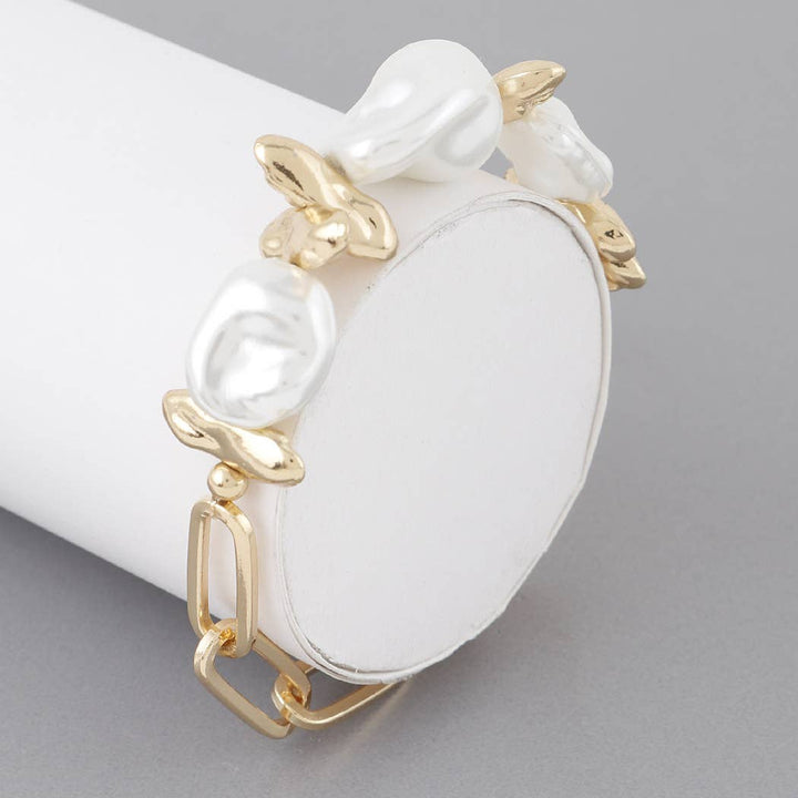 Stone Chain Bracelet White