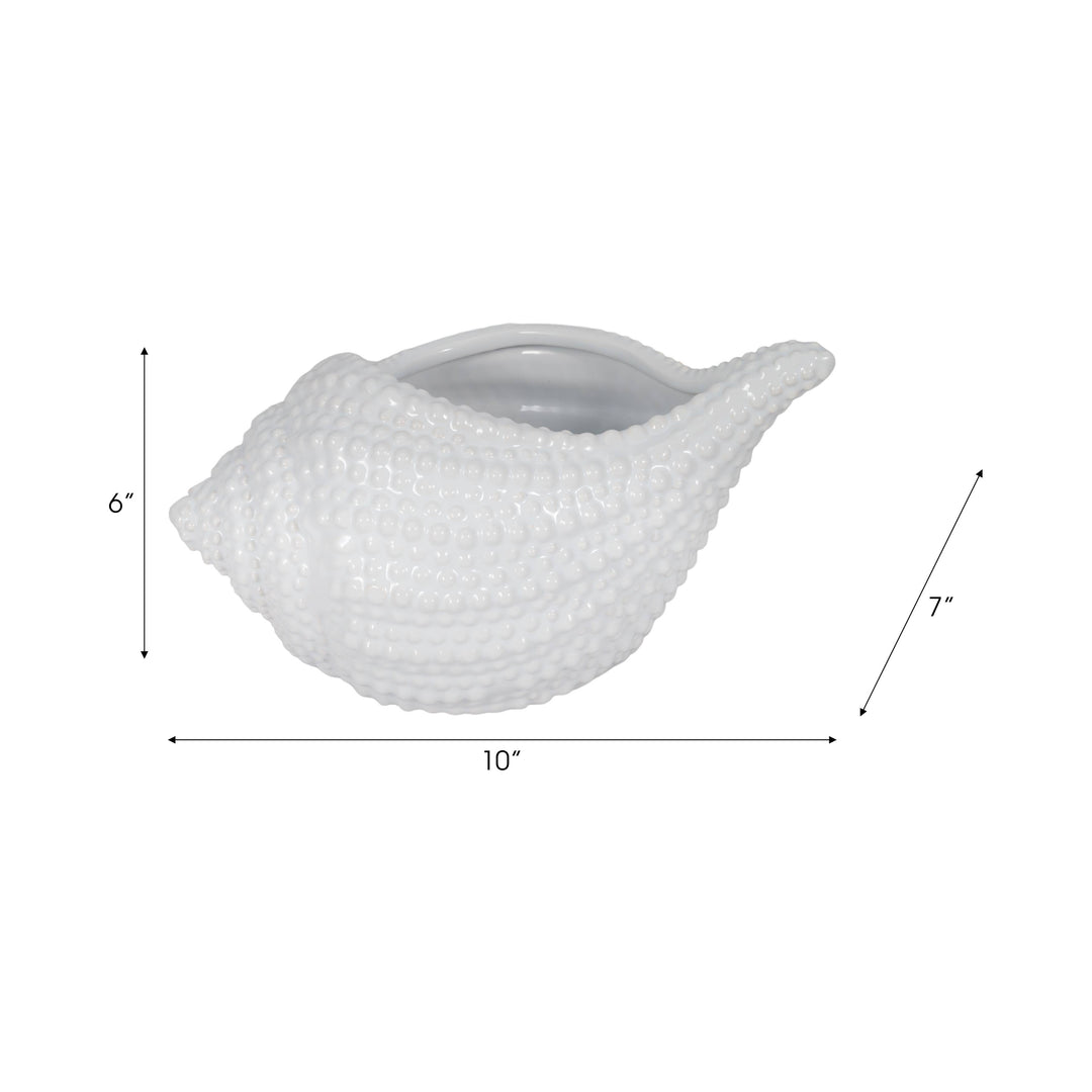 White Ceramic Coastal Seashell Planter