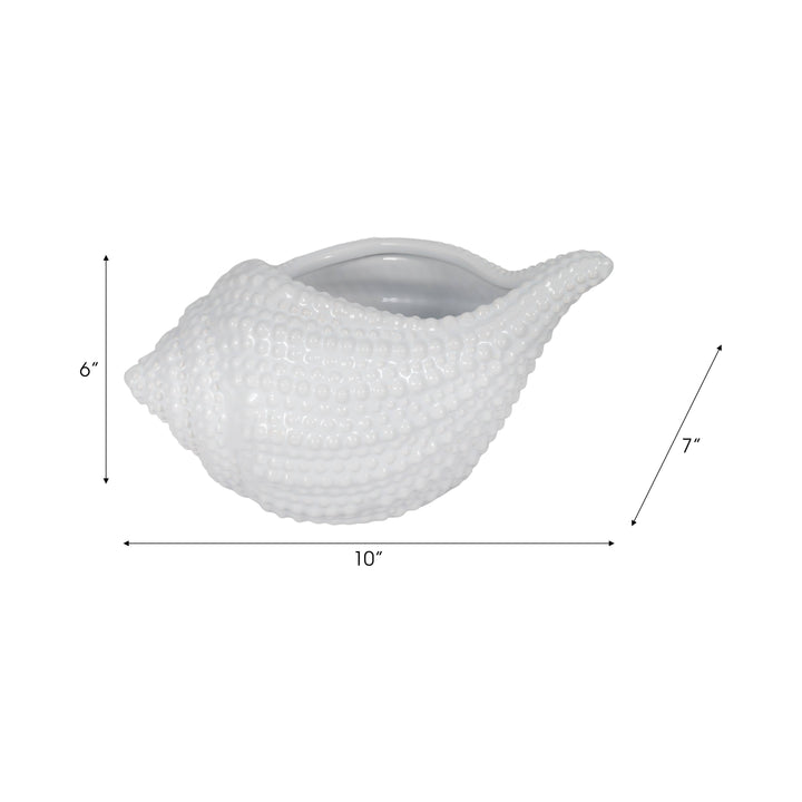 White Ceramic Coastal Seashell Planter