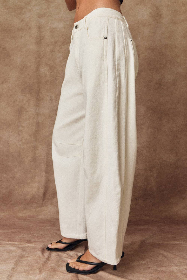 White Barrel Pants