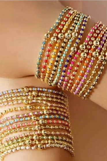 Boho Colored Bracelet with beads/gold ball