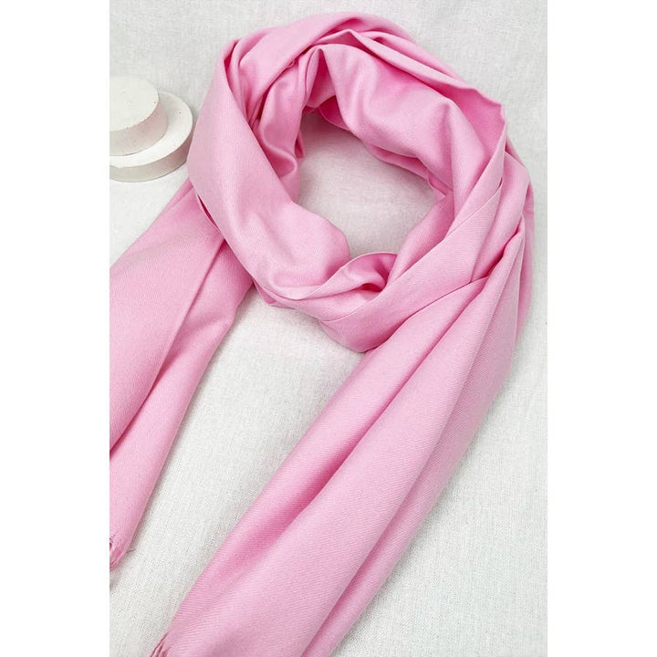 Red Solid Cashmere Scarf With Tassel