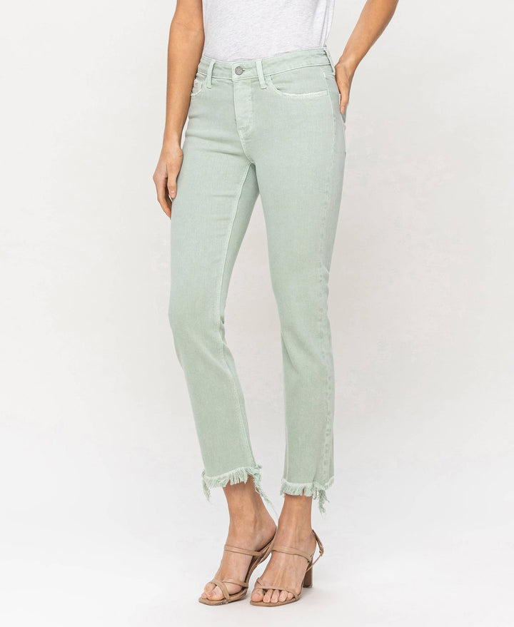 Mid Rise Crop Straight Jean  Veret