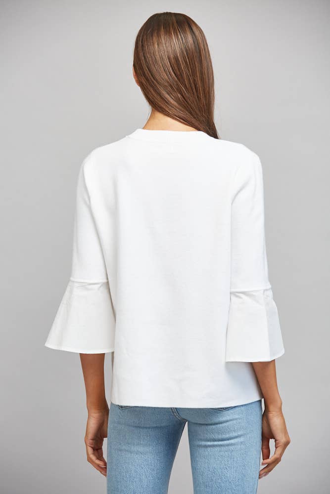 White Flare Bell Sleeve Top