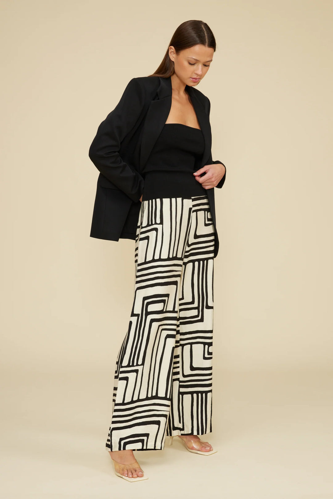 Black Ivory Print Pant