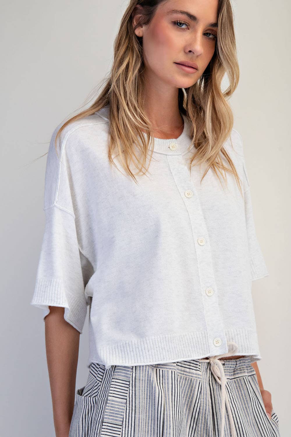 Light blue Crew neck cardigan