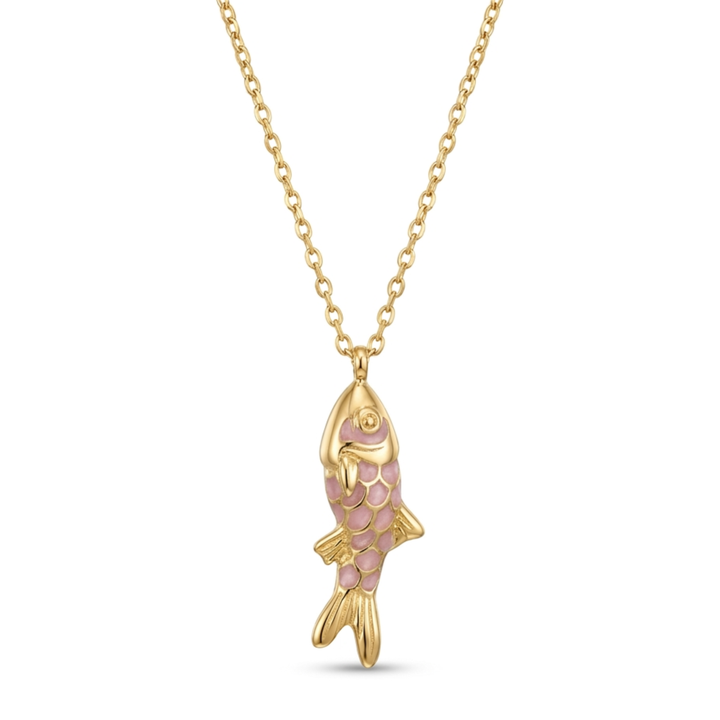 Lucky Fish Pendant Necklace – Waterproof Gold Plated Stainless Steel
