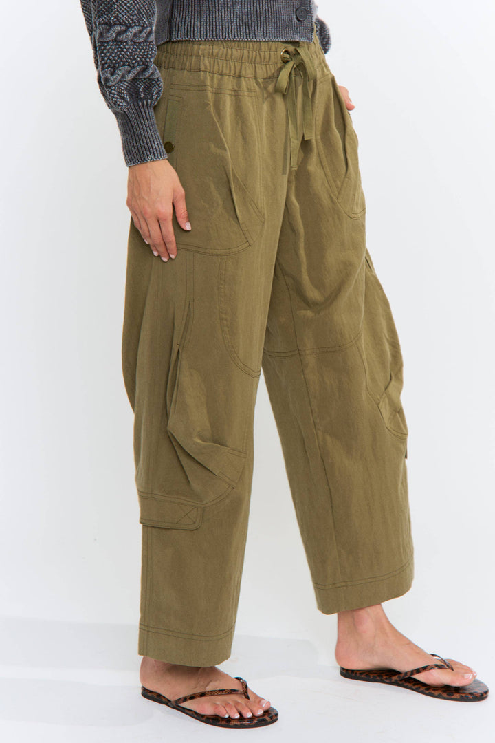 Wide-Leg Olive Cargo Pants