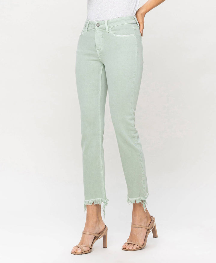 Mid Rise Crop Straight Jean  Veret
